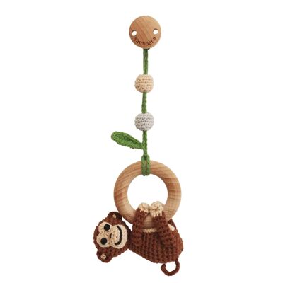 3in1 hanging toy monkey CHARLIE in brown (organic)