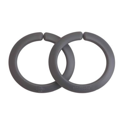 Baby toy fastening rings in gray - set of 2