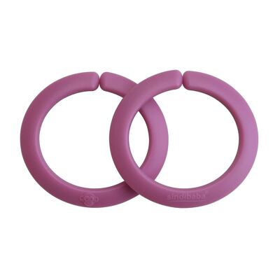 Baby toy attachment rings in pink - set of 2