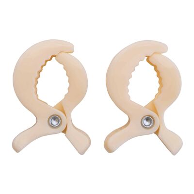 Clips de fixation pour jouets bébé beiges - lot de 2