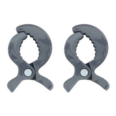 Clips de fixation pour jouets bébé gris - lot de 2