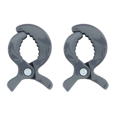 Baby toy fastening clips in gray - set of 2