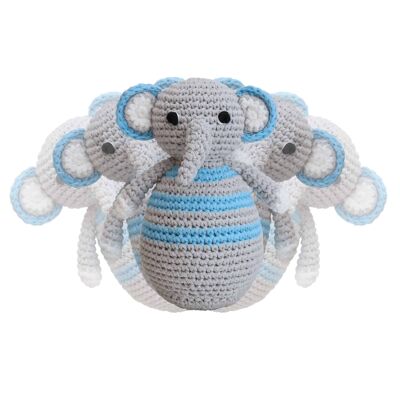 Elefante de pie tejido a crochet JUMBO en azul