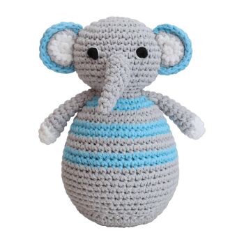 Éléphant debout au crochet JUMBO en bleu 2