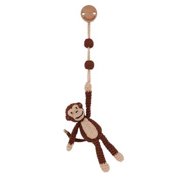 Pendentif arche de jeu au crochet singe CHARLIE en marron (bio) 1
