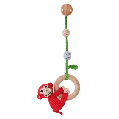 3in1 hanging toy monkey CHARLIE in red