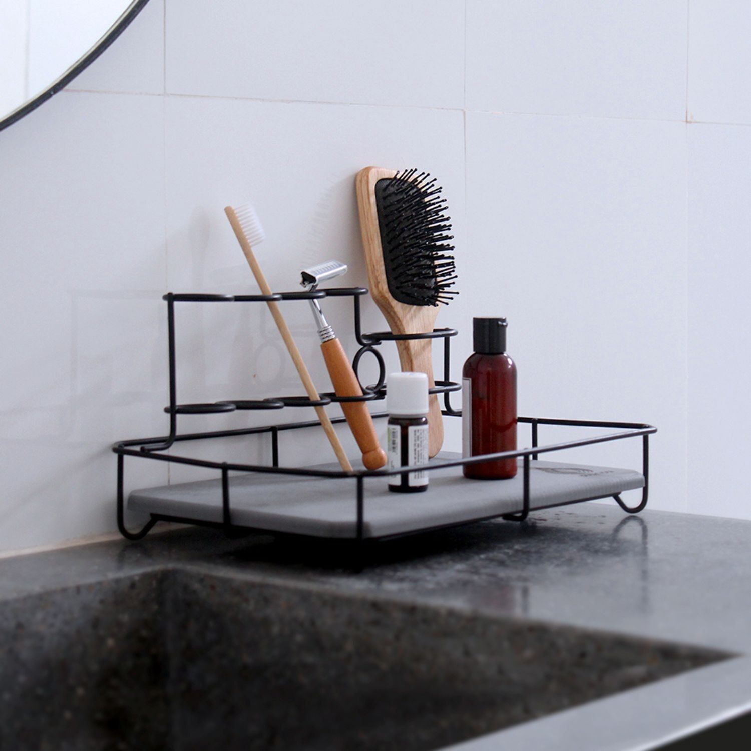 PORTA SPAZZOLINO AUDIA NERO ONICE DIATOMITE