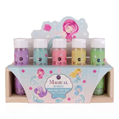 Set de baño UNICORNIO MÁGICO Y SIRENA en caja de madera