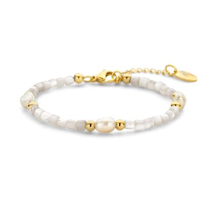 CO88 bracelet with mop beads and pearls 16,5+3cm