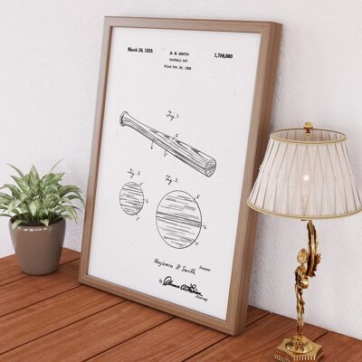 Impresión de dibujo de patente de bate de béisbol