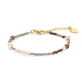 CO88 bracelet multi perles et perles violettes 16,5et3cm