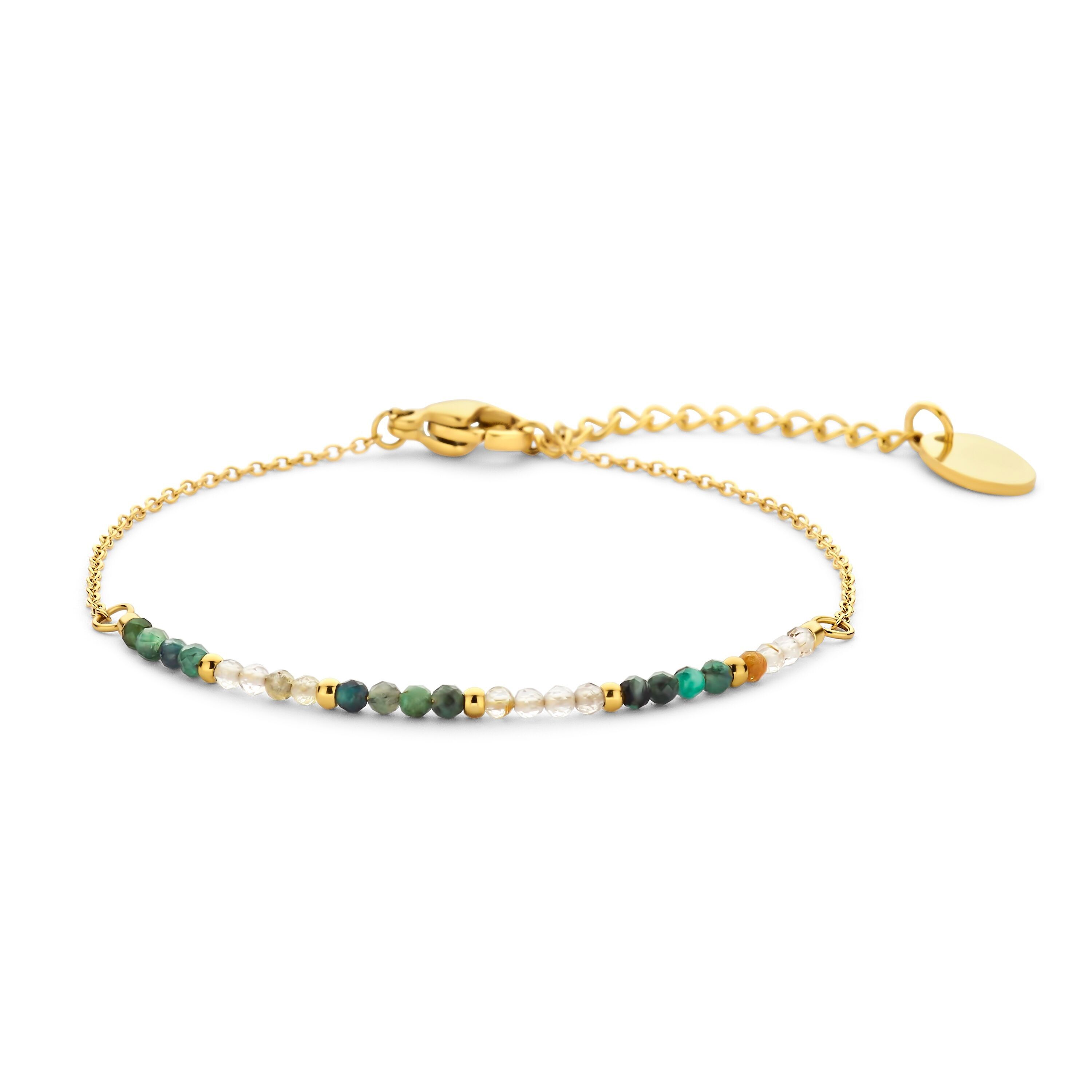 CO88 bracciale oro con perline e pietre colorate estensibile
