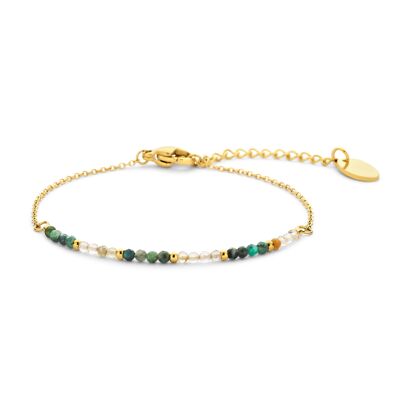 Bracelet CO88 doré avec perles et pierres de couleurs extensible