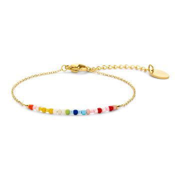 Bracelet CO88 doré avec perles et pierres de couleurs extensible 5