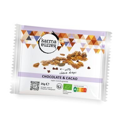 Granola de chocolate y cacao ORGÁNICA | 100 x 25 g | Puntuación nutricional A y vegana