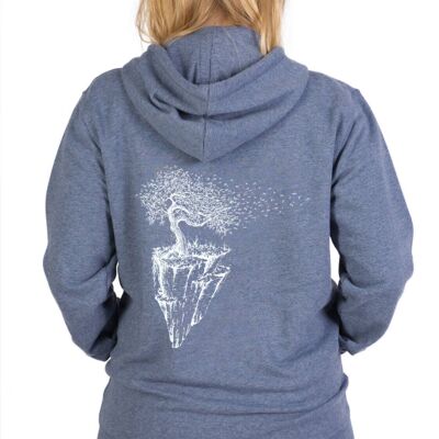 Felpa con cappuccio organica Fairwear con cerniera unisex Heather Blue Maple Island