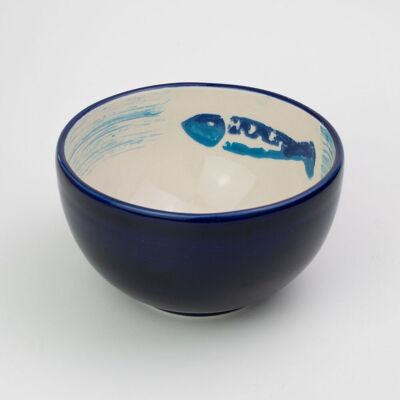 Ciotola in ceramica Ø14 cm / PEZ blu e bianco - TUNA