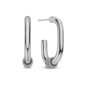 CO88 Boucles d'oreilles rectangulaires ouvertes avec chaîne 1