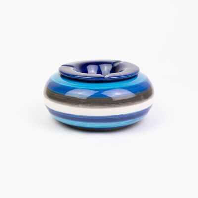 Ceramic ashtray 15cm, anti-odor / Blue and white - NAZAR