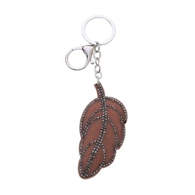 Pendentif feuille avec strass