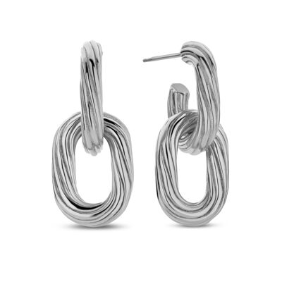 CO88 Boucles d'oreilles à tige double ovale torsadées