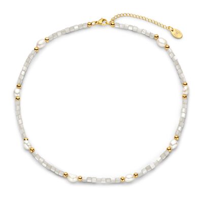 CO88 Halskette mit Mopperlen und Perlen 40+5cm