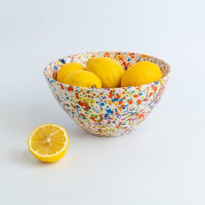 Ceramic salad bowl Ø21cm 1.5L / CARNIVAL white and yellow moucheté