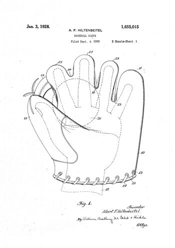 Impression de dessin de brevet de gant de baseball 2