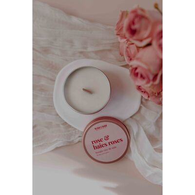 Mini candela di San Valentino "ROSA E BACCHE ROSA".