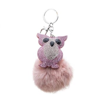 Pendentif pompon fourrure hibou 5