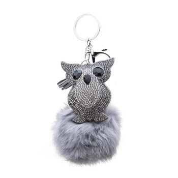 Pendentif pompon fourrure hibou 7