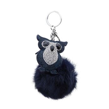 Pendentif pompon fourrure hibou 8