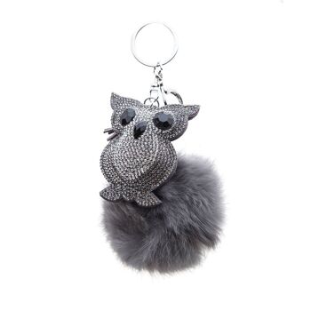 Pendentif pompon fourrure hibou 9