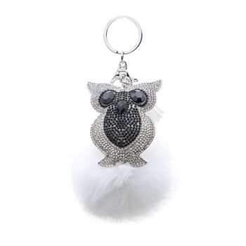 Pendentif pompon fourrure hibou 11