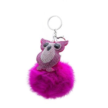 Pendentif pompon fourrure hibou 13