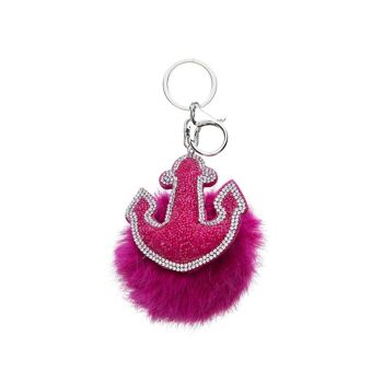 Pendentif pompon fourrure ancre 1