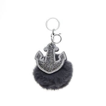 Pendentif pompon fourrure ancre 2