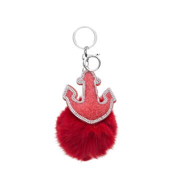 Pendentif pompon fourrure ancre 4