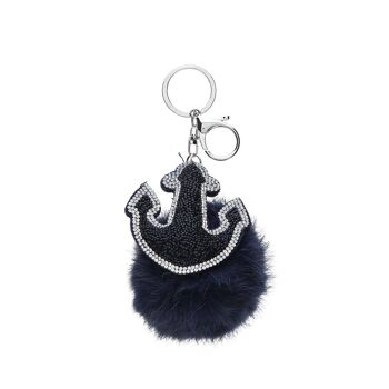 Pendentif pompon fourrure ancre 8