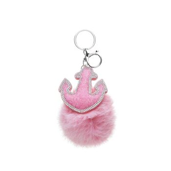 Pendentif pompon fourrure ancre 9