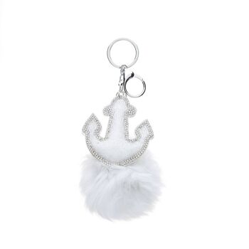 Pendentif pompon fourrure ancre 10