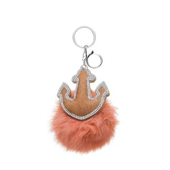 Pendentif pompon fourrure ancre 15