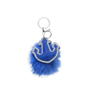 Pendentif pompon fourrure ancre 16