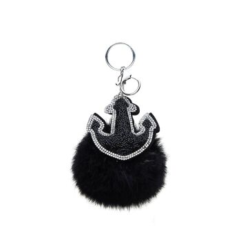 Pendentif pompon fourrure ancre 20