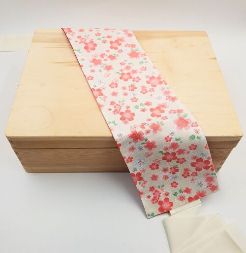 MUSUBI WAGARA    Ceinture en coton japonais réversible motif Sakura blanc - fabriquée en France