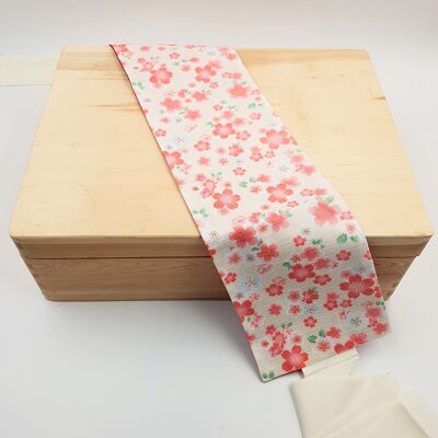 MUSUBI WAGARA Cinturón reversible de algodón japonés con estampado Sakura blanco - hecho en Francia