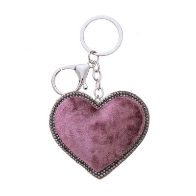 Pendant heart with rhinestone velor