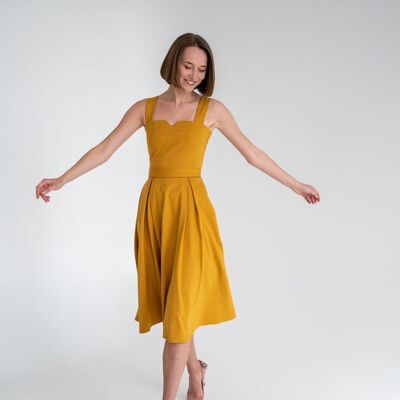 Robe Roxane deux pièces jaune moutarde