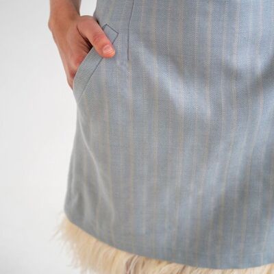 Dreamy blue mini skirt with feathers and pockets