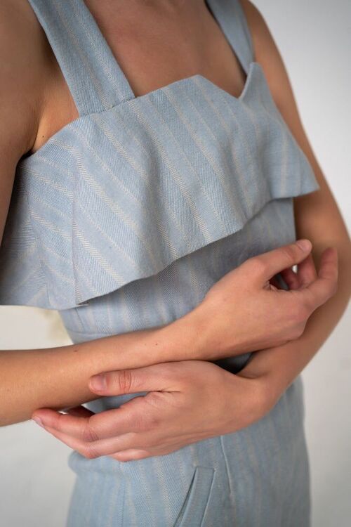 Dreamy blue top with ruffle